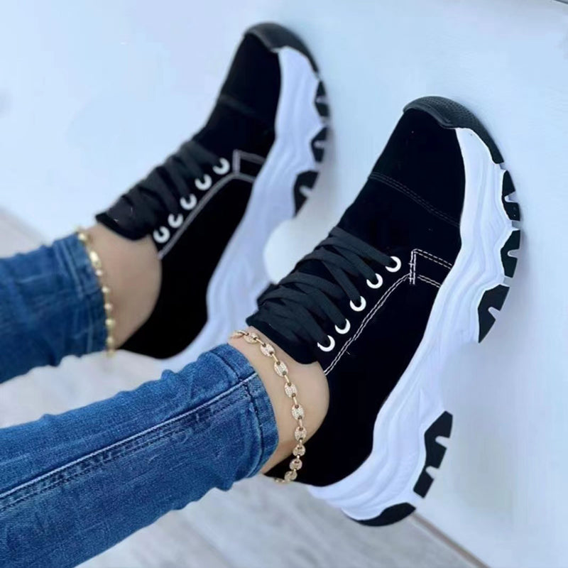 Platform Sport Flats Shoes Lace-up Sneaker Outdoor Walking Casual Shoes Women Platform Sport Flats Shoes Lace-up Sneaker Outdoor Walking Casual Shoes Women